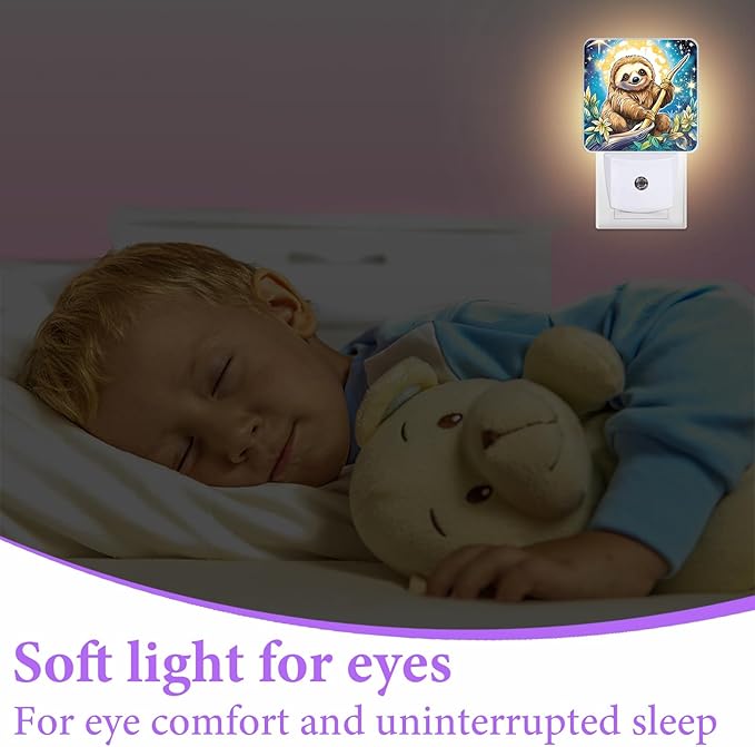 Cute Sloth Night Light,Plug-in Night Lights with Dusk-to-Dawn Sensor for Bedroom,Bathroom and Living Room Sleep Friendly lamp 0.5w