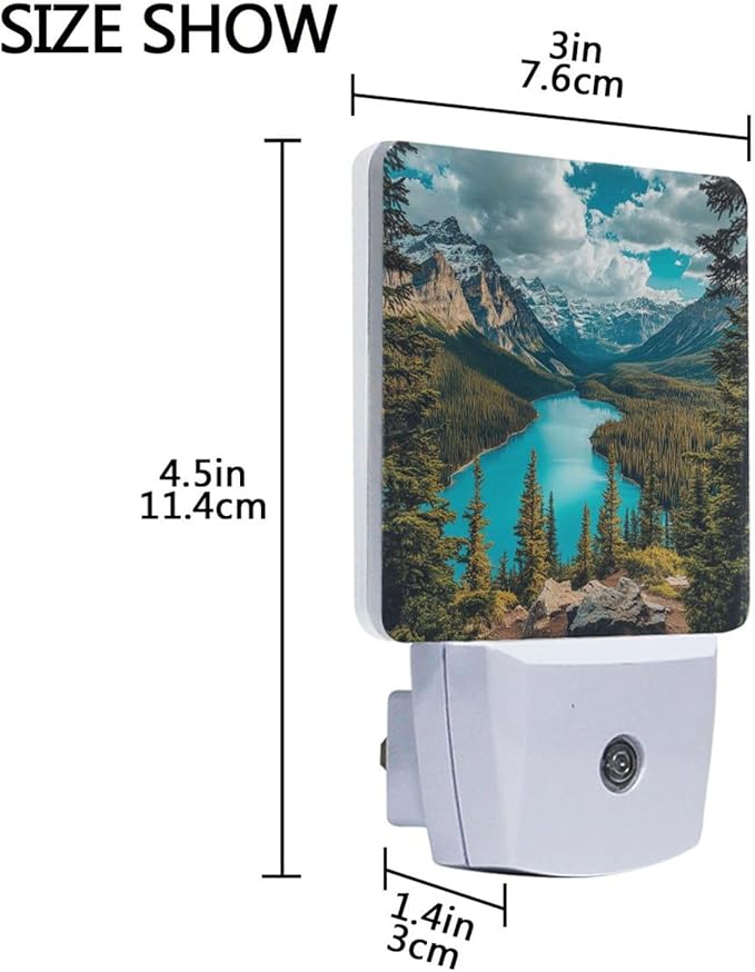 Forest and Lake Night Light 2 Pack Dusk to Dawn Sensor Led Lamp for Women Men Night Lights Plug into Wall Decor for Bedroom Kitchen Bathroom Corridor, 0.5W