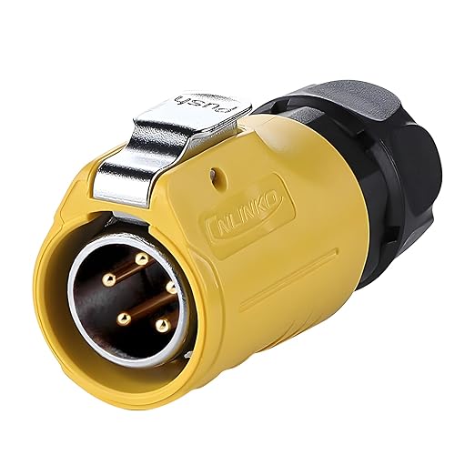 CNLINKO LP-20 5 Pin IP68 Waterproof Connector M20 Male Plug Female Socket Fast Locking 2-12 Pin Circular Connector for Stage Lighting Solar Panel Wiring(5 Pin)