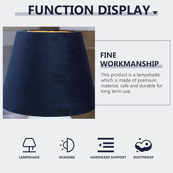 DOITOOL Lamp Shade for Table Lamp,Barrel Fabric Lampshade Drum Lampshades Cloth Lamp Shade Replacement,Lamp Covers Shade Accessories-Blue
