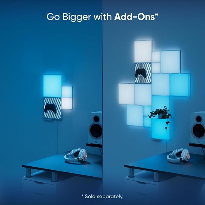Nanoleaf Blocks Combo S Smarter Kit, Indoor RGBW WiFi Wall Light Panels, 4pk