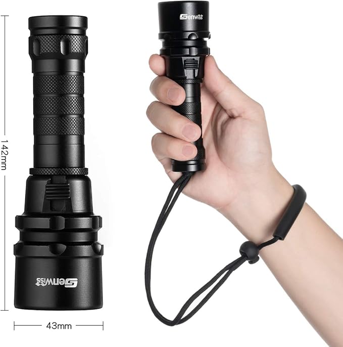 Scuba Diving Flashlight Dive Torch 2000 Lumen Waterproof Underwater XM-L2 LED Submarine Lights Holder with Charger for Under Water Deep Sea Cave at Night