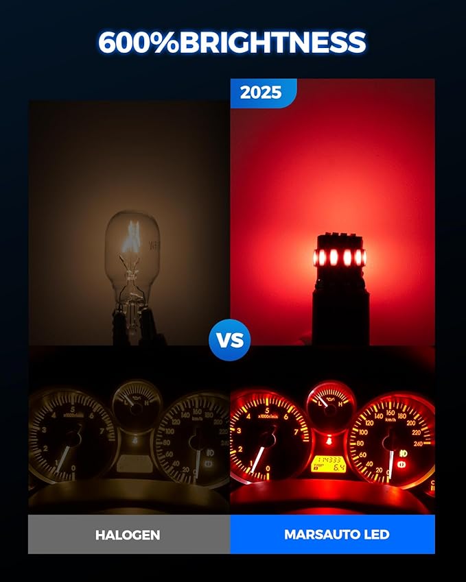 Marsauto 194 LED Bulb Red for Dome Map Light, 168 2825 W5W T10 Wedge Replacement Super Bright LED Light Bulbs for Car Courtesy Step Dash Side Marker Trunk Light (Pack of 10)