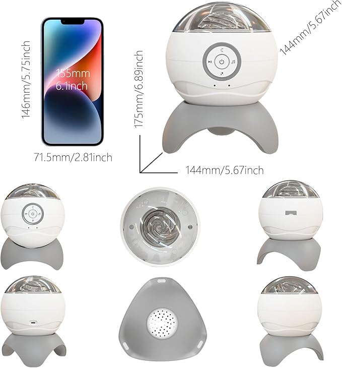 Colorful Life Valentine's Day Exclusive Aurora Galaxy Projector, Romantic Ocean Wave & Moon Lamp, 3 Covers, USB- Rechargeable, Bedroom Decor & Valentine's Gift for Her