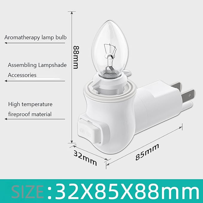 Plug in Night Light Module,Wall Light Plug with ON/Off Switch,E12 Base Socket for Himalayan Crystal Salt Night Light,Wall Light (with Thread Gasket)
