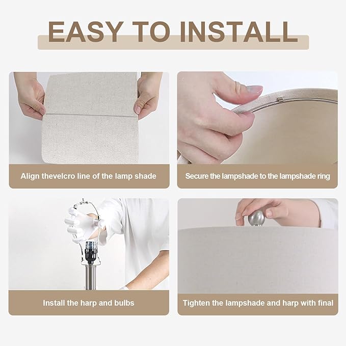 20.5" Modern Ceramic Bedside Lamp Set of 2 for Bedroom Decor Farmhouse Table Lamp for Living Room Office Dorm