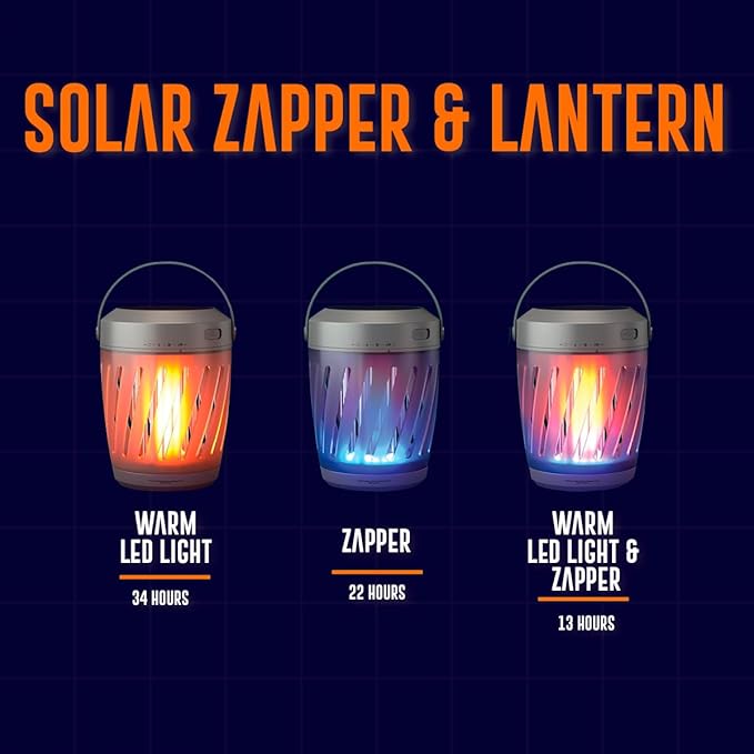 Solar Tiki Torch Lantern ZapperFlying Insect Control with Realistic Flickering Flame Accent Light Solar Powered Rechargeable Garden Lamp (Lantern)