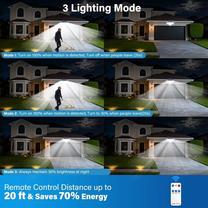 Solar Lights Outdoor, 2PACK 448 LED Wall-Mounted Flood Light, 3500LM IP65 Waterproof Solar Street Lights with Motion Sensor and Remote Control for Dusk-to-Dawn Illumination