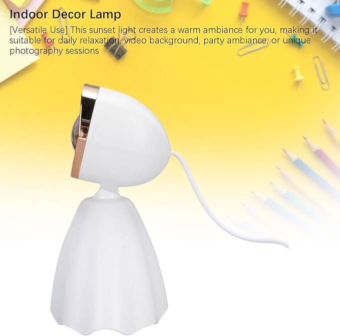 Sunset Light USB Powered Ambient Projection Lamp for Bedroom, Indoor Decoration, Selfie Background - Warm Ambiance, Compact Design, Versatile Use