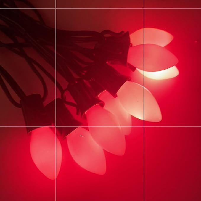 25 Pack Red Bulbs,C7 Red Replacement Spare Incandescent Christmas Light Bulbs,5w Vintage Glass Ceramic Light Bulbs C7/E12 Base for Indoor Outdoor Christmas Valentine String Lights