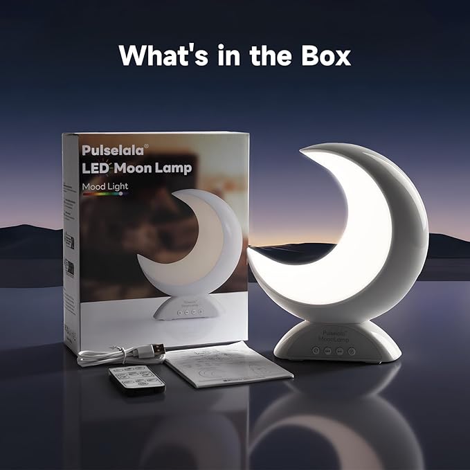 Touch Moon Table Lamp with RGB Adjustable Light, Scene Mode and Music Mode, Warm White LED Moon Light, Suitable for Home Decoration, Bedroom Living Room Desk.