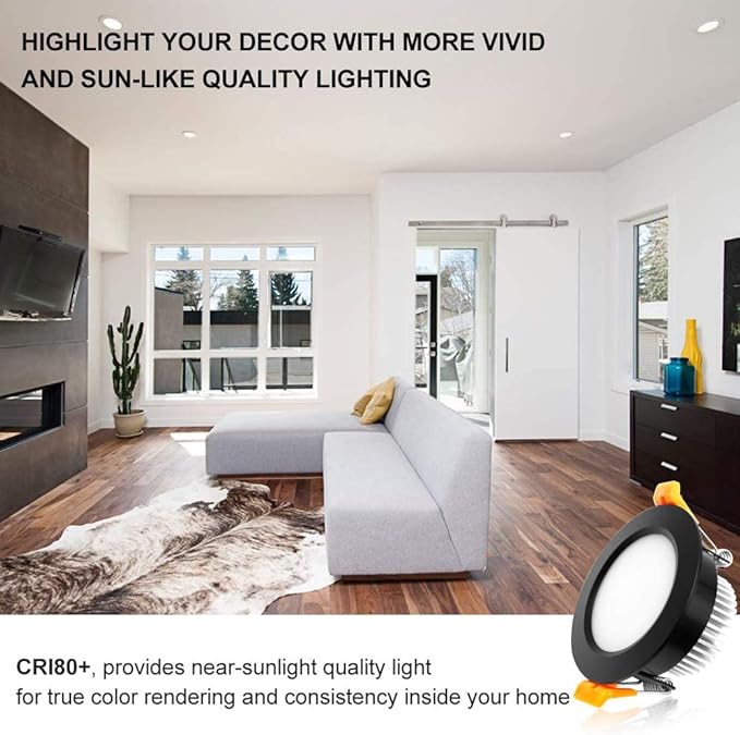 YGS-Tech 3 Inch LED Recessed Lighting, Dimmable Downlight 5W(40W Halogen Equivalent), CRI80, 4000K Natural White, Ceiling Light with LED Driver(1 Pack)
