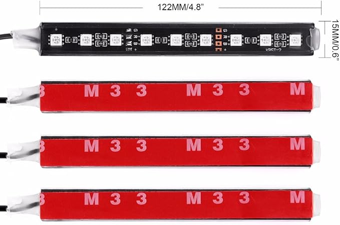 Car LED Strip Light, EJ's SUPER CAR 4pcs 36 LED Car Interior Lights Under Dash Lighting Waterproof Kit,Atmosphere Neon Lights Strip for Car,DC 12V(Pink)