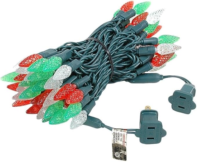 Novelty Lights 24FT 70 LED C6 Christmas String Lights, Outdoor Indoor Commercial Grade Tree Decorations (Red/Green/Pure White)