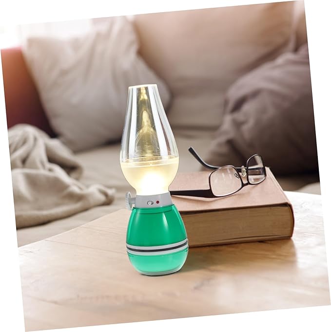 NUOBESTY Vintage Rechargeable Table Lamp LED Light Portable Retro Oil Lantern for Camping and Home Decor Dimmable Brightness Battery Operated Random Color