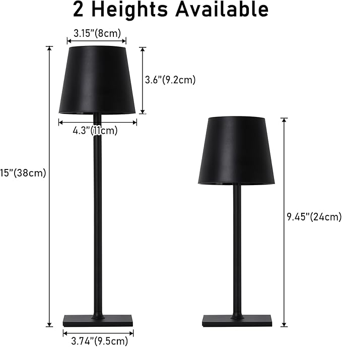 COSYLUX Portable Cordless Small Table lamp, Color & Brightness Dimmable Night Light with Touch Sensor, Rechargeable Battery Operated LED Nightstand Lamp for Bedroom Bedside, Black