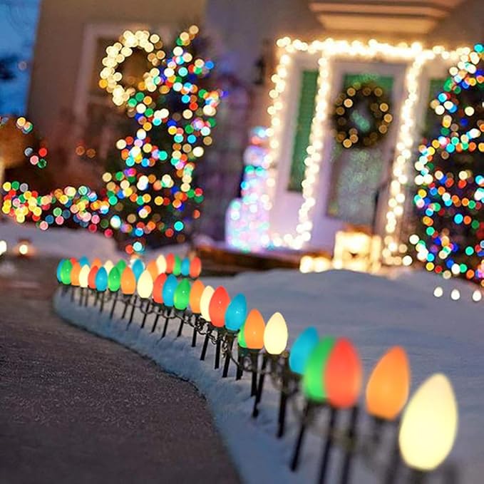 C9 Multicolor Christmas Replacement Bulbs 25 Pack - E17 Intermediate Base 7W for Outdoor/Indoor Party & Decor