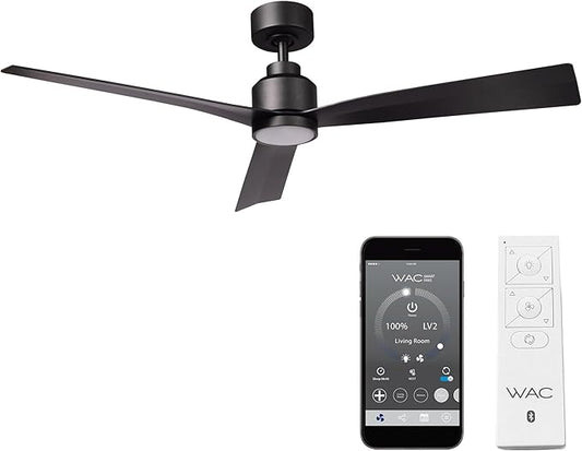 Clean Indoor/Outdoor 3-Blade Smart Compatible Ceiling Fan 52in Matte Black with 3000K LED Light Kit and Remote Control with Wall Cradle. Works with iOS/Android, Alexa, and Google Assistant.
