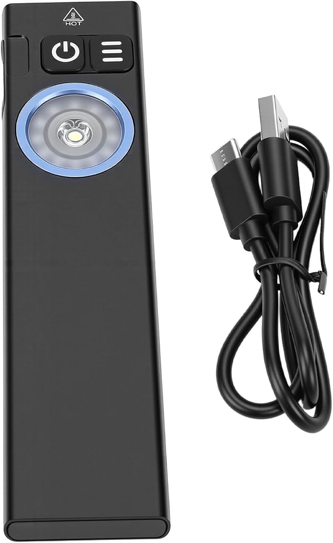 Ultra Thin 650lm Flashlight with, RGB Side Light, Magnetic Rechargeable Small for Camping, Emergency Signal