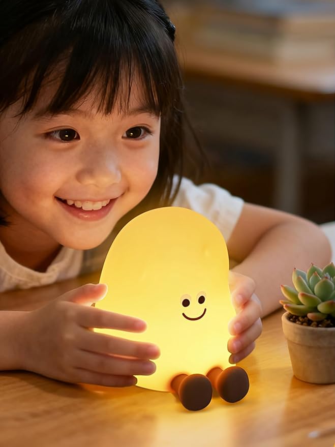 QANYI Squishy Potato Night Light with Timer, 7 Color Changing & Dimmer, Rechargeable Silicone Lamp - Soft Glow for Bedroom, Desk, Cute Funny Gift for Adults Teens