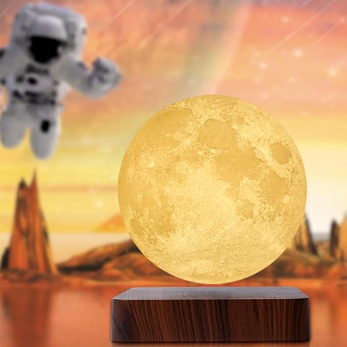 Magnetic levitation Moon lamp, Night Light, Ambient Light, Bedside Table lamp, Three Color Adjustment, Decorative Ornaments, can be Used as Holiday Gifts