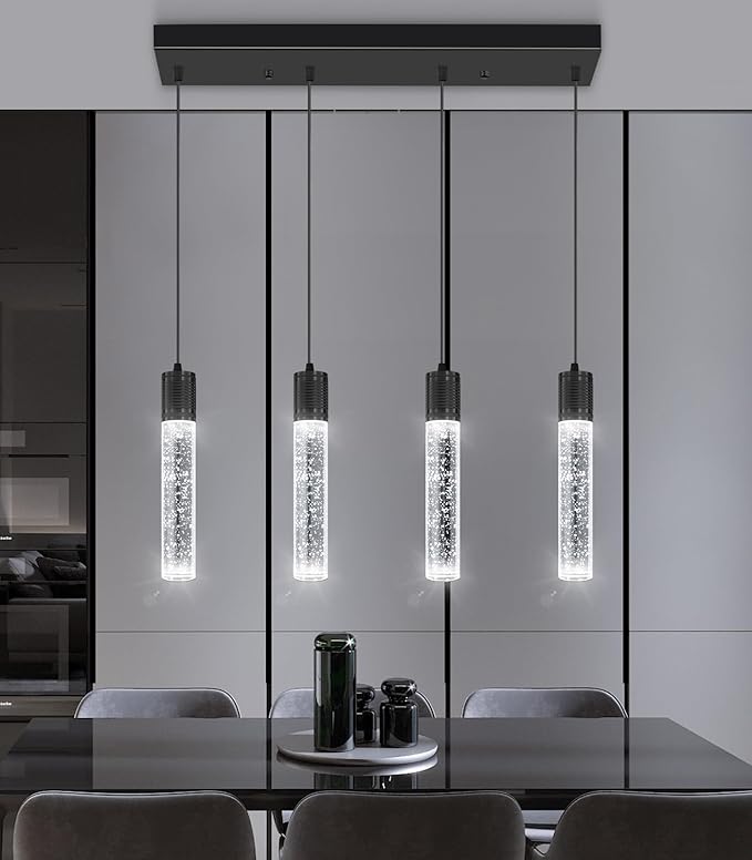 4-Lights Mini Modern Crystal Chandeliers for Kitchen Island Pendants Lighting Fixture LED Ceiling Light for Dining Room Bedroom Foyer 6000K