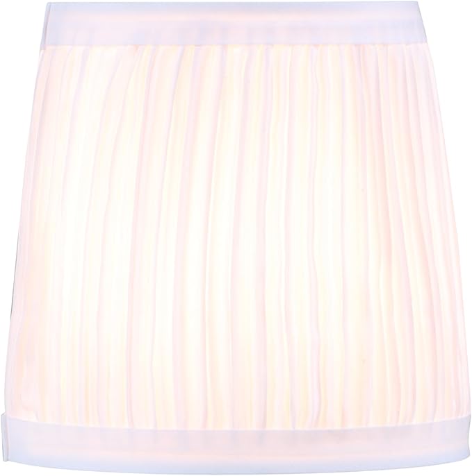 Aspen Creative 51512-2, Hardback Empire Transitional Clip-On Chandelier Lamp Shade, Mushroom Pleated White Faux Silk Fabric, 4" Top x 5" Bottom x 5" Slant Height, Set of 2