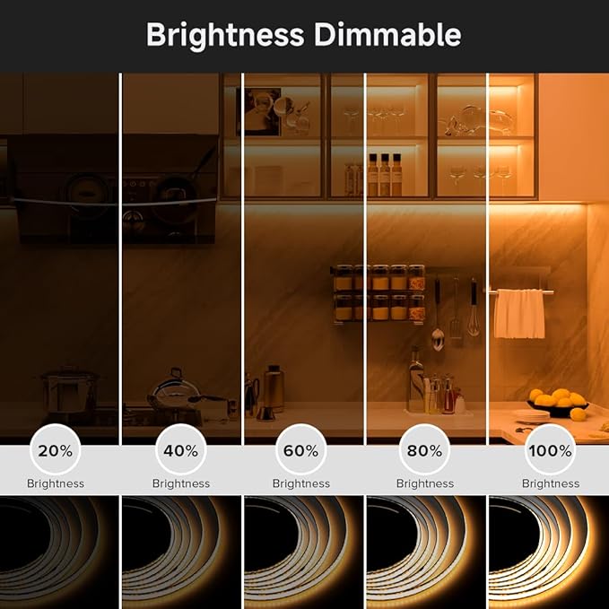 BTF-LIGHTING FCOB COB FOB LED Strip Lights 5V USB Powered 3.28FT 320LEDs Warm White 2700K 8mm Width Dimmable CRI 90+ with 3M Tape Flexible High Density for 3D Printer TV Backlight PC DIY Decor