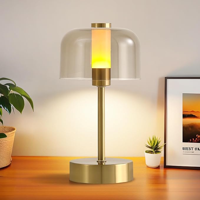 Rechargeable Cordless Table Lamp,Portable Modern LED Night Light,Battery Operated Lamp,3 Color Stepless Dimming Up,for Restaurant/Bedroom/Bars/Outdoor Party/Camping/Coffee Shop