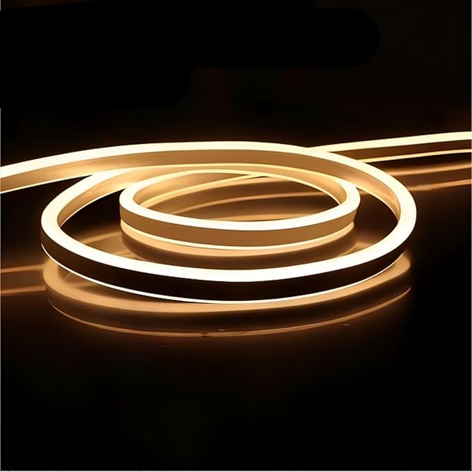 FORT LED Neon Rope Lights Warmwhite 100FT 30M Flexible AC 110V 120V LED Strip Lights Outdoor Waterproof Plug-Play Strip Lighting Dot Free Connectable Home Commercial Decor Neon Sign ETL FCC