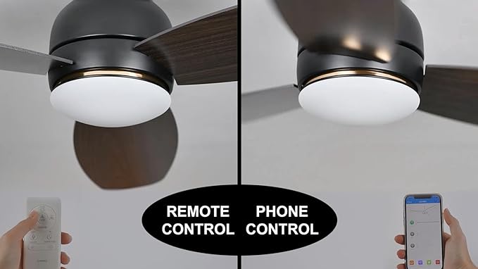 Carro Ceiling Fan with Lights, Indoor & Outdoor Ceiling Fan, 52" Low Profile DC Smart Ceiling Fan Compatible with Alexa, Siri, Google Home & Smart APP, Dark Walnut