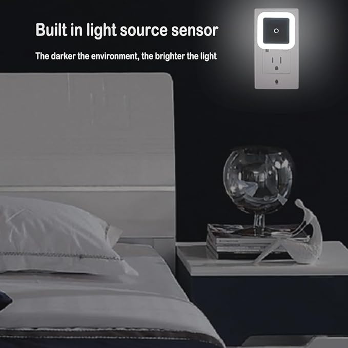 JININQ Night Light 0.5W Plug in Night Light Smart Sensor Dusk to Dawn Sensor LED Lamp，Bright Nightlight Auto-On/Off for Kitchen,Bathroom,Bedroom,Hallway,6 Pack (White Color)