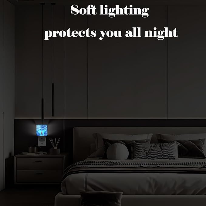 Stars Shining and Blue Butterflies Night Light,Plug-in Night Lights with Dusk-to-Dawn Sensor for Stairway,Hallway,Bedroom Sleep Friendly Ideal for Women/Girls/Boys Gift,0.5w