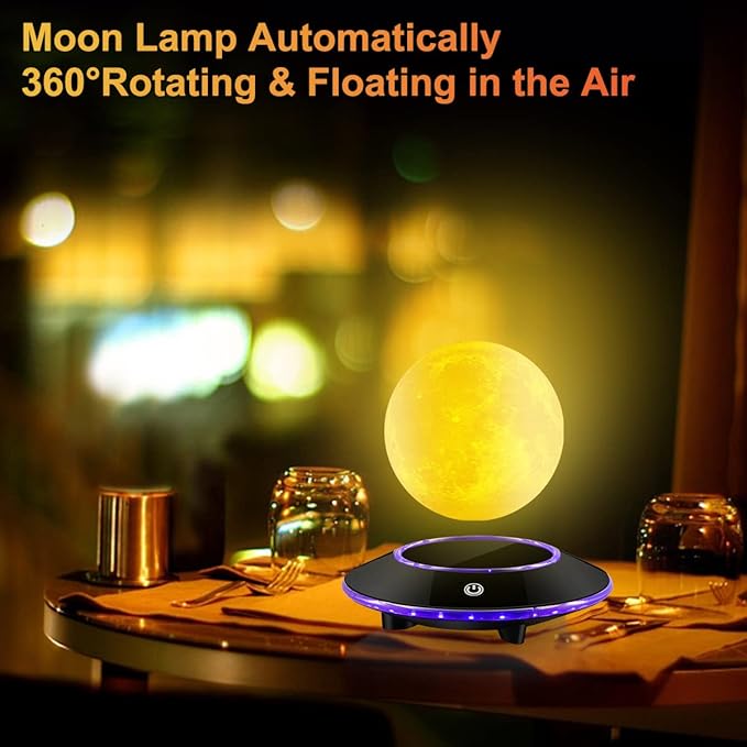 VGAzer Floating Moon Lamp, 16 Colors 20 Models 6 in Levitating Moon Lamp Light Spinning Freely LED with Remoter, Adjustable Brightness for Kids Friends Gifts, Lover, Office Room Decor