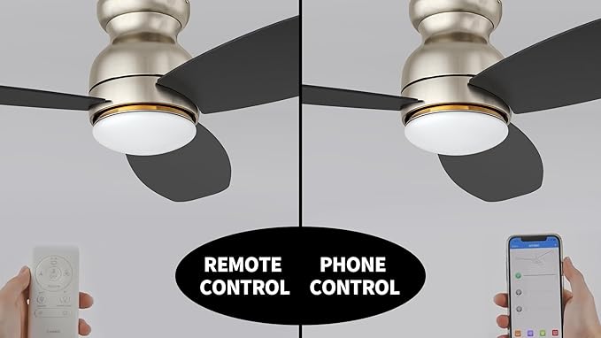 Carro Ceiling Fan with Lights, Indoor & Outdoor Ceiling Fan, 52" Low Profile DC Smart Ceiling Fan Compatible with Alexa, Siri, Google Home & Smart APP, 2 Colors of Reversible Blades, Silver