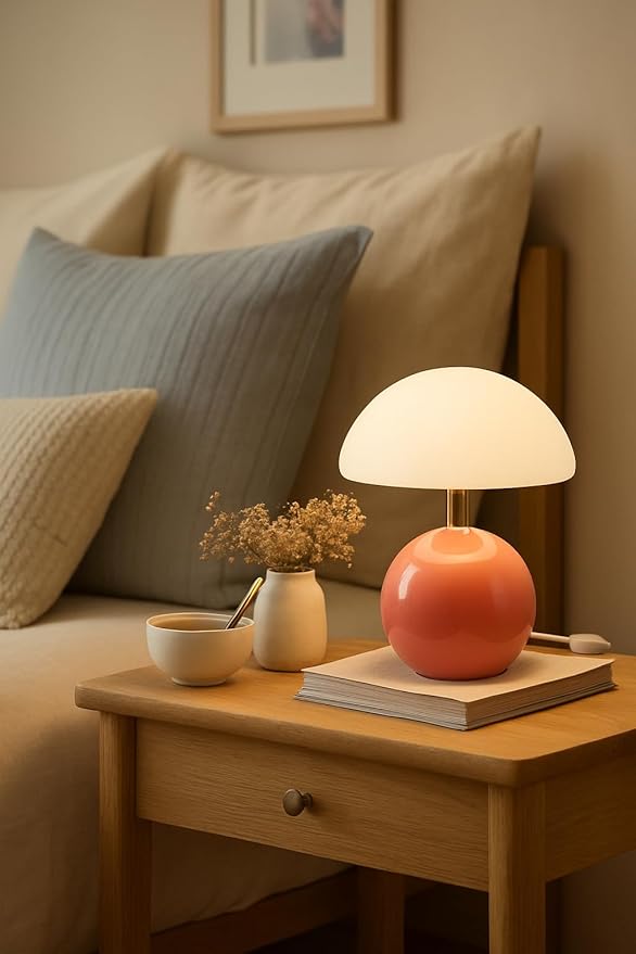 Joyzy Mushroom Table Lamp for Bedroom,Desk Bedside Small Lamps for Living Room Night Stands,Mushroom Lighting Decor Cute Modern Mid Century Light,Unique Aesthetic Home Living Room Decor
