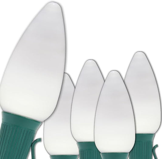 Wintergreen Lighting 25 C9 OptiCore LED Commercial Outdoor Christmas Lights – Heavy Duty Christmas String Lights; Green Wire (25 ft, Cool White Smooth/Opaque)