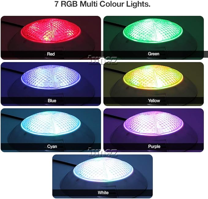 TUNEZ 18W Windmilling Style LED Swimming Pool Light Bright Underwater IP68 RGB 7 Colours Changing Wall Mounted 12V AC 5 Feet Wire with Remote Control, for Decorating Pool, Rockery, Fountain