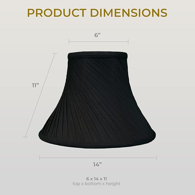 Royal Designs Twisted Pleat Basic Lamp Shade, Black/Gold 6 x 14 x 11,BS-717-14BLKGL