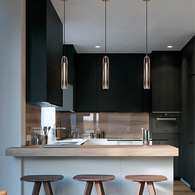 Pendant Lights Kitchen Island Pendant Lights Pendant Light fixtures Kitchen Pendant Light pendent Light Smoke Gray Crystal lampshade Island Pendant Lights for Kitchen