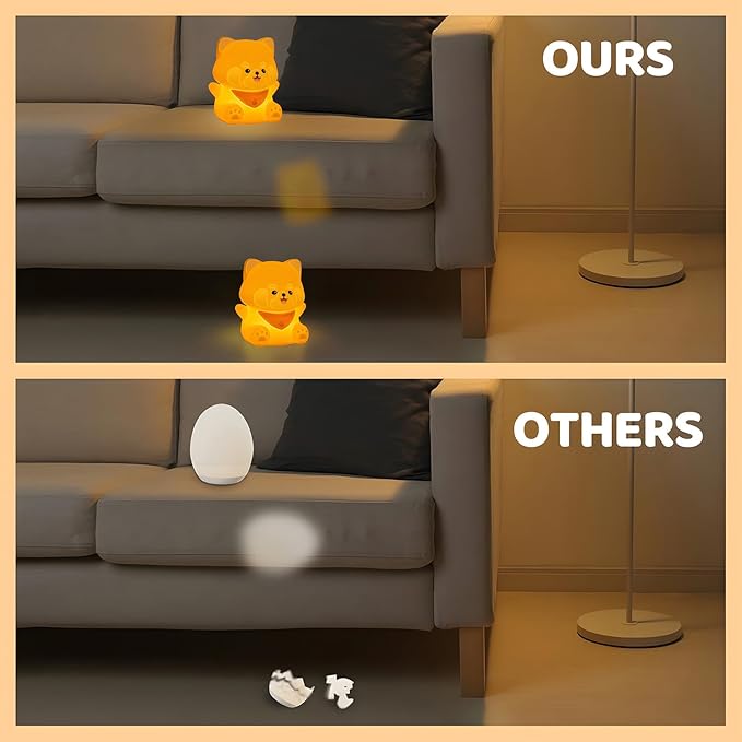 Red Panda Night Light, Squishy Silicone Lamp for Kids - Tap Control 2 Brightness, 50H Battery & Auto Timer, Cute Women Gifts for Boys Girls, Bedside Nursery Desk Decor
