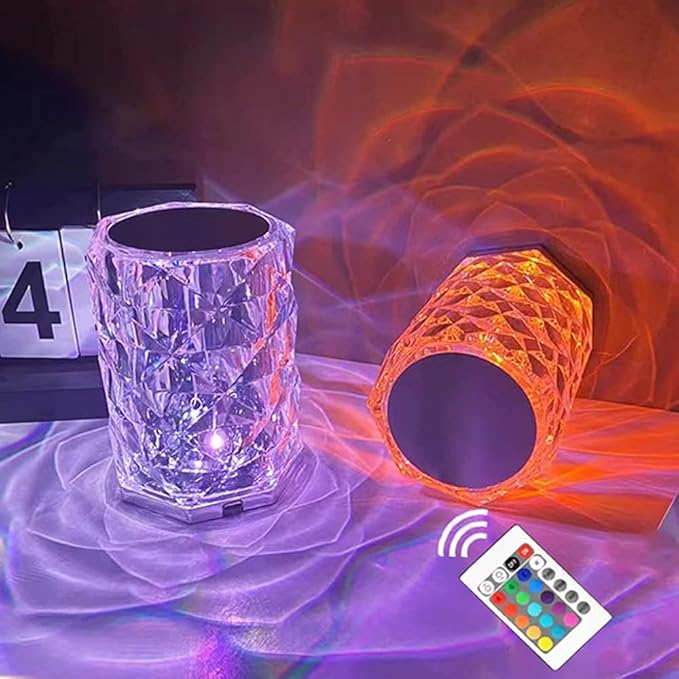 Crystal Lamp, Crystal Table Lamp Rose Crystal Lamp USB Diamond Table Lamp 16 Color Changing Touch Crystal Lamp (C)