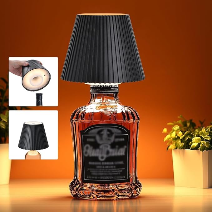 WILIT Wireless Lamp Shades for Liquor Bottle Lights, 3 Level Brightness Cordless Table Lamp, Table Top Decor for Living Room, Wine Lamp Touch Lamps for Nightstand, Housewarming Gifts New Home