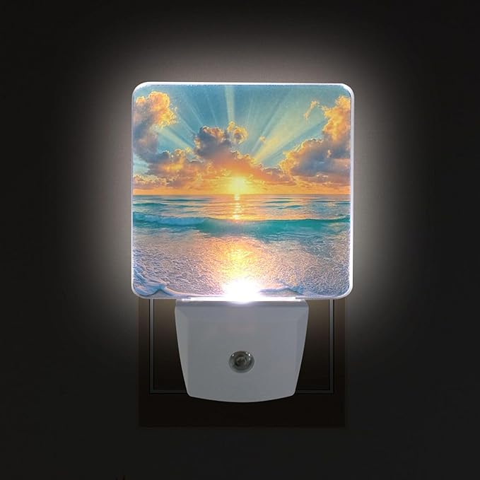 Golden Sunlight Night Light 2 Pack Dusk to Dawn Sensor Led Lamp for Women Men Night Lights Plug into Wall Decor for Bedroom Kitchen Corridor, 0.5W