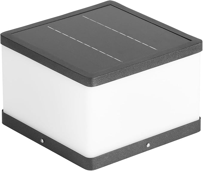 Solar Post Lights Outdoor, 9.8'' Pillar Cap Lights IP54 Waterproof, 3000K LED Column Light Modern Dusk to Dawn Lamp, Fence Lantern Posts Outdoor Lighting Lamps Fixture for Garden Pathway Driveway