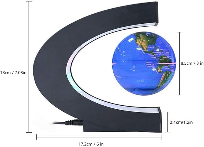 Office Desk Lamp Multi-Color Changing Floating Levitating Light Decoration Magnetic Levitation Floating World Map Electric Night light for Home/Office Desk Magnet Desktop