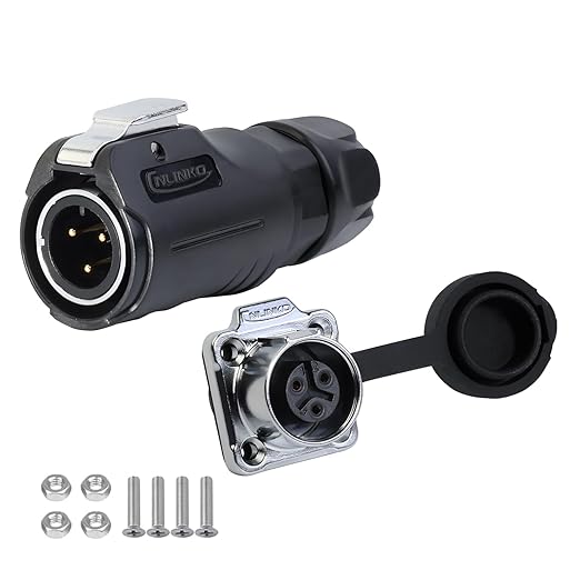 CNLINKO LP-12 3 Pin Connector IP68 Waterproof Circular Electrical Plug for Outdoor Equipment Solar Industrial Machinery DC 12V Flange Mount Metal-Reinforced Kit (3-Pin)