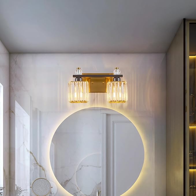 Black Gold Bathroom Vanity Lights Crystal Vanity Light Bathroom Lighting Fixtures 2 Light Modern Vanity Lighting Fixtures