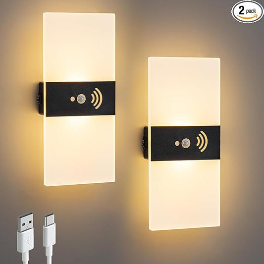 Wall Sconce, LED Wall Lights for Room Decor, Battery Operated Wall Sconce, Remote Control, Dimmable, Rechargeable, Small Night Lights for Hallway Stairway Porch Closet