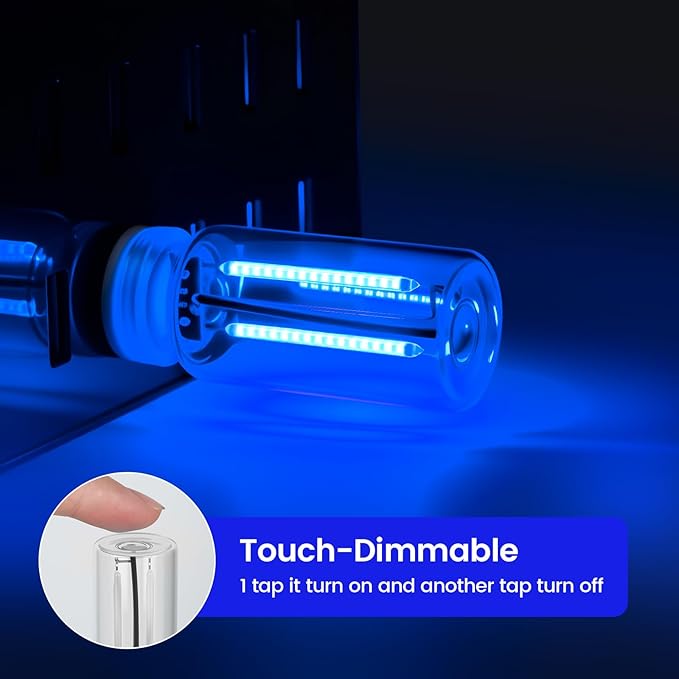 Kairiyard 2 PCS Blue USB Interior Car Ambient Lights, Touch Control Adjustable Brightness Plug-in Retro Glass Bottle LED Night Lights for Car Bedroom Camping Party Holiday Decoration